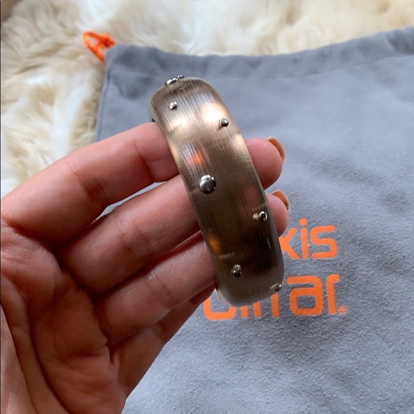 Alexis Bittar Studded Lucite Cuff Bangle Bracelet - Picture 1 of 6